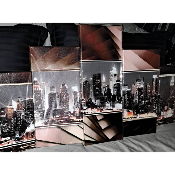 ALMOST 4 feet with 5 separate Modulor paintings NYC Skyline - Picture 5 of 7